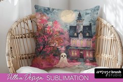 Halloween Pillow Cover - Cute Ghost Pillow Sublimation Product Image 1