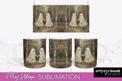 Ghost Mug Wrap - Vintage Halloween Mug Sublimation Design Product Image 1