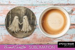 Ghost Coaster - Halloween Round Coaster Sublimation Design Product Image 1
