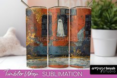 Ghost Tumbler Wrap - Vintage Halloween Tumbler Sublimation Product Image 1