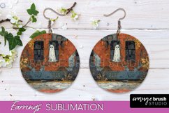 Halloween Earrings - Cute Ghost Round Earring Sublimation Product Image 1