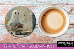 Ghost Coaster - Halloween Round Coaster Sublimation Design Product Image 1