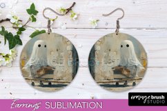 Halloween Earrings - Cute Ghost Round Earring Sublimation Product Image 1