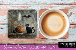 Ghost Coaster - Halloween Square Coaster Sublimation Design Product Image 1