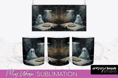Ghost Mug Wrap - Vintage Halloween Mug Sublimation Design Product Image 1