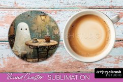 Ghost Coaster - Halloween Round Coaster Sublimation Design Product Image 1
