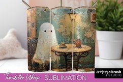 Ghost Tumbler Wrap - Vintage Halloween Tumbler Sublimation Product Image 1