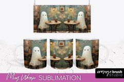 Ghost Mug Wrap - Vintage Halloween Mug Sublimation Design Product Image 1