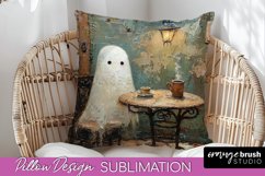 Halloween Pillow Cover - Cute Ghost Pillow Sublimation Product Image 1