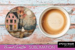 Ghost Coaster - Halloween Round Coaster Sublimation Design Product Image 1