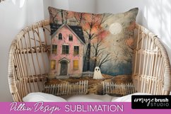 Halloween Pillow Cover - Cute Ghost Pillow Sublimation Product Image 1