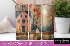 Ghost Tumbler Wrap - Vintage Halloween Tumbler Sublimation Product Image 1
