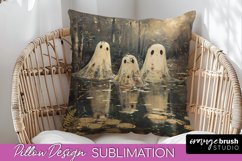 Halloween Pillow Cover - Cute Ghost Pillow Sublimation Product Image 1