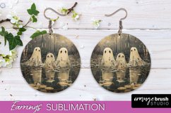 Halloween Earrings - Cute Ghost Round Earring Sublimation Product Image 1