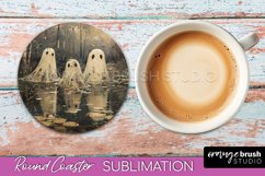Ghost Coaster - Halloween Round Coaster Sublimation Design Product Image 1