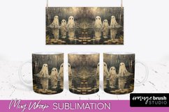Ghost Mug Wrap - Vintage Halloween Mug Sublimation Design Product Image 1