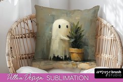 Halloween Pillow Cover - Cute Ghost Pillow Sublimation Product Image 1