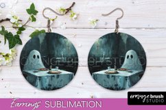 Halloween Earrings - Cute Ghost Round Earring Sublimation Product Image 1