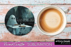Ghost Coaster - Halloween Round Coaster Sublimation Design Product Image 1