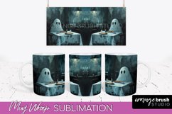 Ghost Mug Wrap - Vintage Halloween Mug Sublimation Design Product Image 1