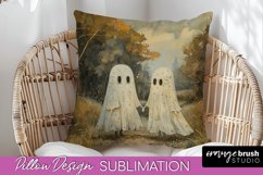 Halloween Pillow Cover - Cute Ghost Pillow Sublimation Product Image 1