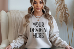 Gildan 18000 Beige Sweatshirt mockup Product Image 1