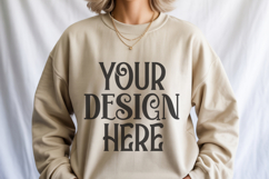 Beige Gildan 18000 Sweatshirt mockup Product Image 1