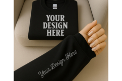 Gildan 18000 Black Sleeve Sweatshirt Mockup | Cozy Crewneck Product Image 1