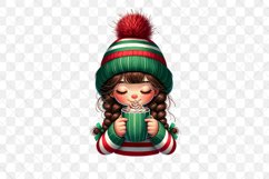 Girl Enjoy Hot Drink Clipart Product Image 2