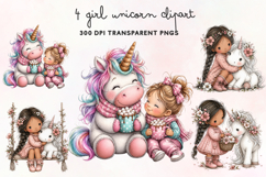 Girl Unicorn Clipart PNG Product Image 1