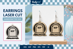 Halloween Tombstone Earrings Laser Cut SVG Product Image 2