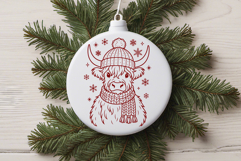 Christmas Highland Cow SVG Files | 4 Cozy Farmhouse Designs Product Image 5