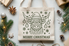 Christmas Highland Cow SVG Files | 4 Cozy Farmhouse Designs Product Image 4