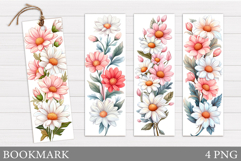 Daisy Flowers Bookmark Design. Flowers Bookmark Sublimation Product Image 1