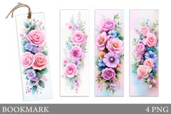 Roses Bookmark Design. Flowers Bookmark Sublimation Product Image 1