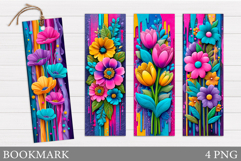 Flowers Bookmark Sublimation. Floral Bookmark Design Product Image 1