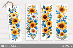 Sunflowers Bookmark Design. Flowers Bookmark Sublimation Product Image 1