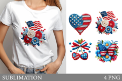 Denim Patriotic Sublimation. Patriotic T-Shirt Design Product Image 1