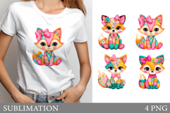 Patchwork Fox Sublimation. Patchwork Fox T-Shirt Design Product Image 1