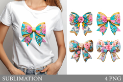 Floral Bow T-Shirt Design. Floral Bow Sublimation Product Image 1