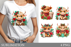 Christmas Cow T-Shirt Design. Christmas Cow Sublimation Product Image 1