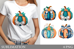 Fall Pumpkin T-Shirt Design. Fall Pumpkin Sublimation Product Image 1