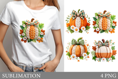 Crochet Pumpkin T-Shirt Design. Crochet Pumpkin Sublimation Product Image 1