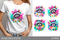 Cute Raccoon T-Shirt Design. Cute Raccoon Sublimation Product Image 1