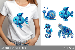 Denim Patchwork T-Shirt Design. Denim Patchwork Sublimation Product Image 1