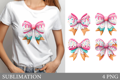 Ice Cream Bow Sublimation. Ice Cream Bow T-Shirt Design Product Image 1