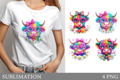 Cute Cow Sublimation. Cute Cow T-Shirt Design Product Image 1