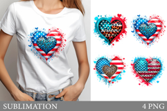 Patriotic Heart Sublimation. Patriotic Heart T-Shirt Design Product Image 1
