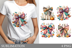 Cute Ghost Sublimation. Floral Ghost T-Shirt Design Product Image 1
