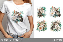 Cute Cat Sublimation. Cute Cat T-Shirt Design Product Image 1